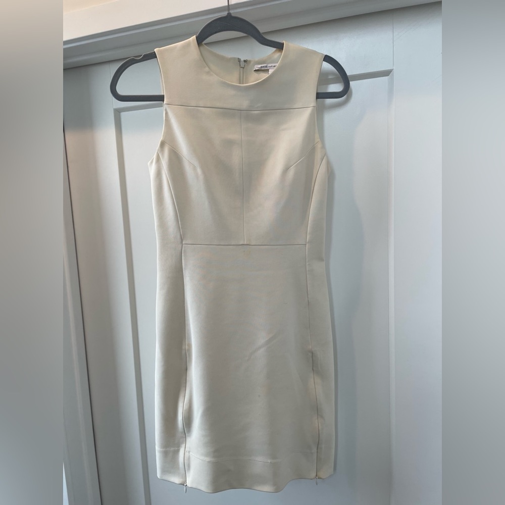 White pencil dress with zipper detail sides